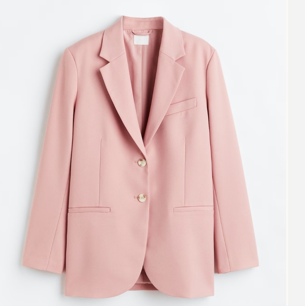 H&M Pink Single Breasted Blazer Jacket in Powder Pink